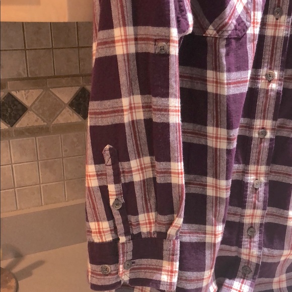 Duluth Trading Co. Purple & Cream Plaid Flannel Button Down Shirt 3X - Picture 4 of 6